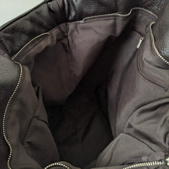 Genuine Leather and Suede Large Hand Tote Bag/ Shoulder Bag Brown - Picture 8 of 9